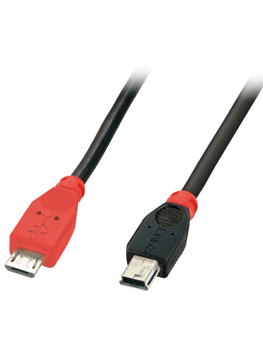 Lindy 31717 cable USB USB 2.0 0,5 m Mini-USB B Micro-USB B Negro, Rojo