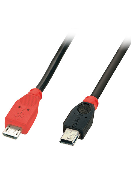 Lindy 31717 cable USB USB 2.0 0,5 m Mini-USB B Micro-USB B Negro, Rojo