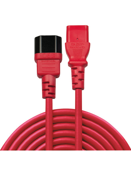Lindy 30478 cable de transmisión Rojo 2 m C14 acoplador C13 acoplador