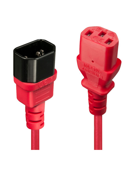 Lindy 30477 cable de transmisión Negro, Rojo 1 m C14 acoplador C13 acoplador