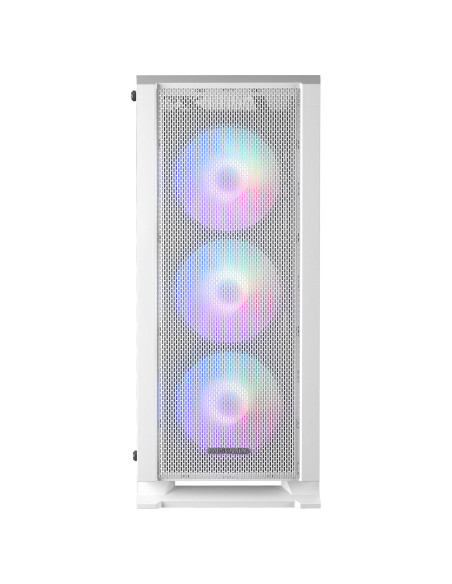 Mars Gaming MC-C, Caja PC ATX, Panel Frontal Metal-Mesh, Cristal Templado, 3 Ventiladores Frontales FRGB 120mm, Blanco