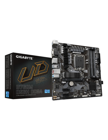 GIGABYTE B760M DS3H DDR4 Placa base - Soporta CPUs Intel Core de 14ª generación, VRM digital de 6+2+1 fases, hasta 5333MHz DDR4