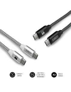 SUBBLIM PACK 2 CABLES USB TIPO USB-C A USB-C 1 M BLACK SILVER