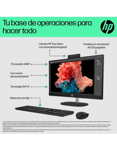 HP 24-cr0110ns AMD Ryzen™ 5 7520U 60,5 cm (23.8") 1920 x 1080 Pixeles PC todo en uno 16 GB LPDDR5-SDRAM 1 TB SSD FreeDOS Wi-Fi 6