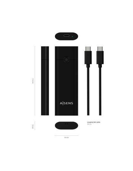 AISENS Caja Externa M.2 (NGFF) ASM2-020B NVMe a USB3.2 GEN2, Negra