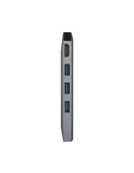 AISENS USB-C dock 8 en 1, USB-C a 1xHDMI, 1xRJ45, 3xUSB, 1xPD, 1xSD, 1xMicroSD, Gris, 15 cm