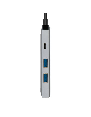 AISENS USB-C dock 4 en 1, USB-C a 1xHDMI, 2xUSB, 1xPD, Gris, 15 cm