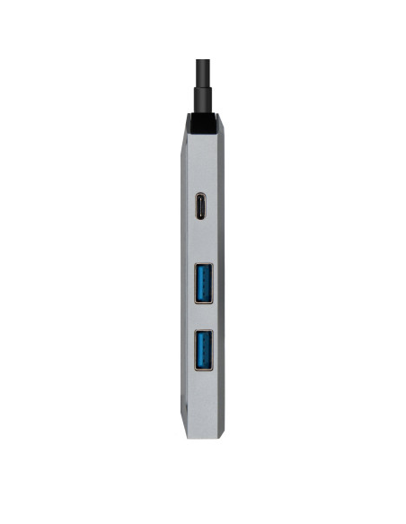 AISENS USB-C dock 4 en 1, USB-C a 1xHDMI, 2xUSB, 1xPD, Gris, 15 cm