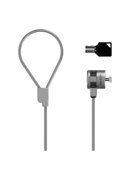AISENS Cable de Seguridad con Cerradura de Llave para Ordenador, Monitor, Portatil 1.5 m