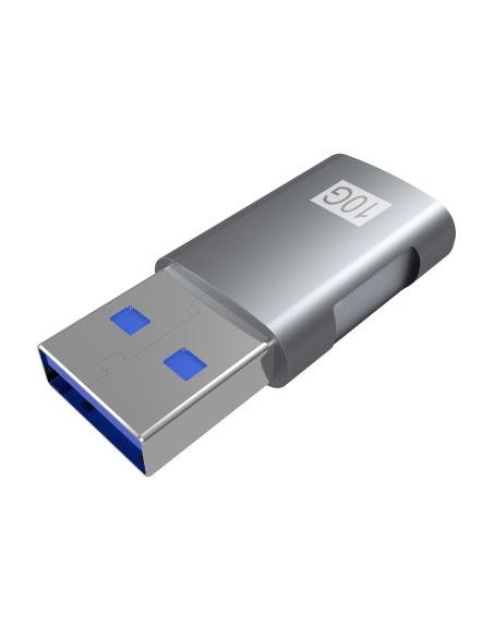 AISENS Mini Adaptador USB 3.2 GEN2 10G 3A, Tipo USB-C H-A M, Gris
