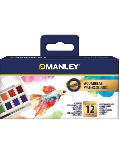 Manley Acuarela Estuche 12 colores con pincel