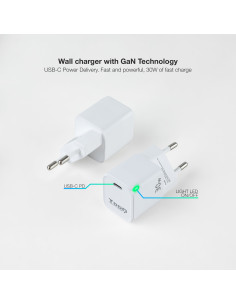 TooQ Cargador de Pared GAN USB-C PD 30W, Blanco 2