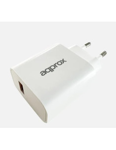 Approx CARGADOR USB DE VIAJE PARED 3.0 + CABLE TYPE-C 18W BLANCO Smartphone, Universal Corriente alterna, CC Carga rápida