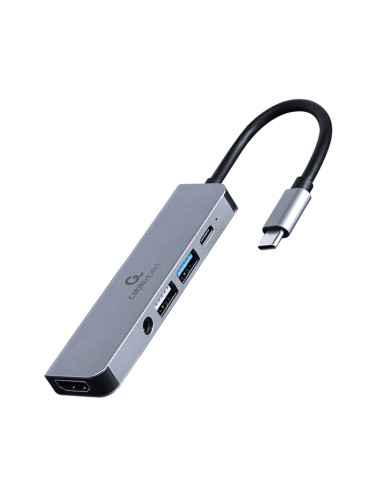 Gembird A-CM-COMBO5-02 base para portátil y replicador de puertos Alámbrico USB 3.2 Gen 1 (3.1 Gen 1) Type-C Plata