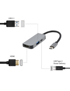 Gembird A-CM-COMBO3-02 base para portátil y replicador de puertos Alámbrico USB 3.2 Gen 1 (3.1 Gen 1) Type-C Plata 2