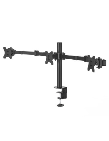 Hama | Soporte para 3 Monitores de 13" a 27" (VESA 75x75-100x100, Inclinación +25° -25°, Giro 180°, hasta 7kg, Ajustable en