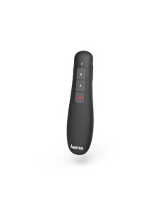 Hama | Puntero inalámbrico "X Pointer", puntero láser de color rojo, con control de volumen, alcance de 12 metros, receptor