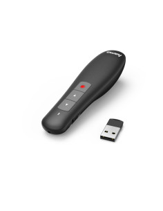 Hama | Puntero inalámbrico "X Pointer", puntero láser de color rojo, con control de volumen, alcance de 12 metros, receptor 2