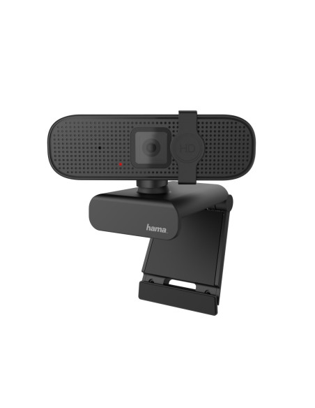 Hama | PC Webcam "C 400", calidad FULL HD, con micrófono y base para montar en pantalla, color negro.