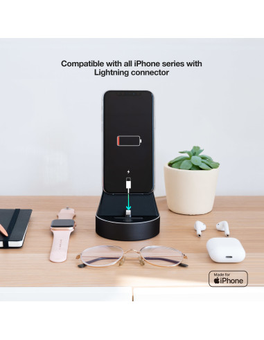 TooQ Base de Carga para Apple Watch y iPhone, Negro