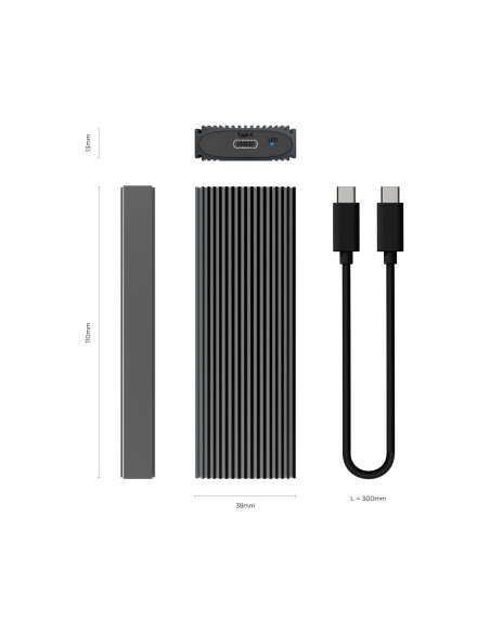 AISENS Caja Externa M.2 (NGFF) ASM2-023GR NVMe A USB3.2 Gen2, Gris