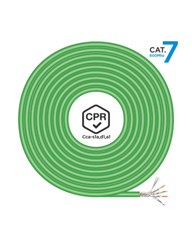 AISENS Cable de Red RJ45 LSZH CPR Cca CAT.7 600 MHZ S FTP AWG23, Verde, 500 m