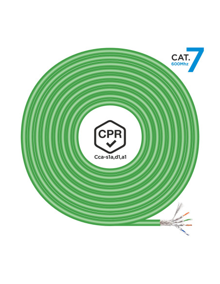 AISENS Cable de Red RJ45 LSZH CPR Cca CAT.7 600 MHZ S FTP AWG23, Verde, 305 m
