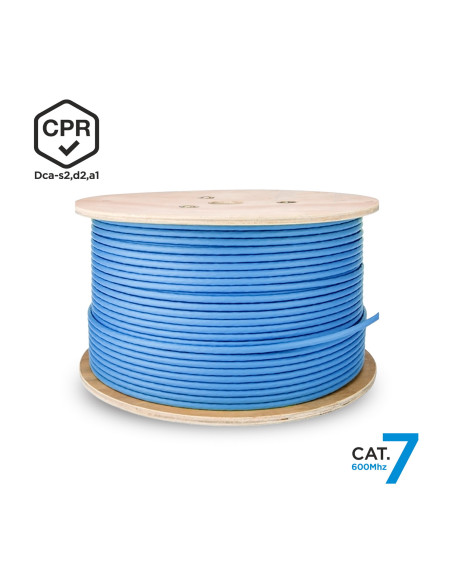 AISENS Cable de Red RJ45 LSZH CPR Dca CAT.7 600 MHZ S FTP AWG23, Azul, 500 m