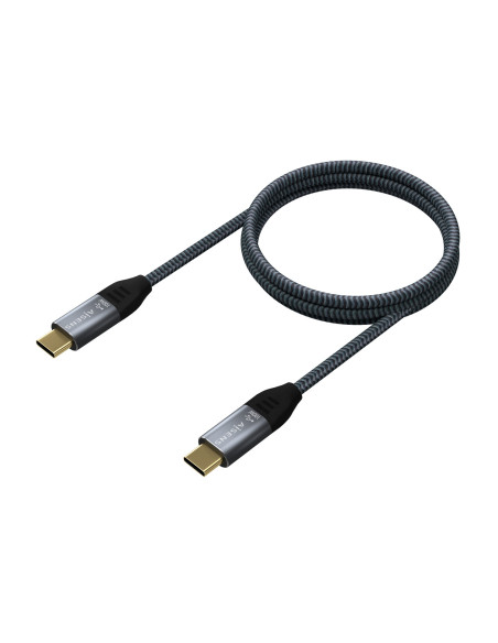 AISENS Cable USB 3.2 Gen2x2 Aluminio 20Gbps 8K@30Hz 5A 100W E-Mark, Tipo USB-C M-USB-C M, Gris, 0.6 m