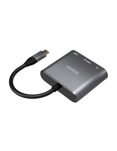 AISENS Conversor USB-C a HDMI USB-C Tipo A USB 3.0, 3 en 1, Gris, 15cm