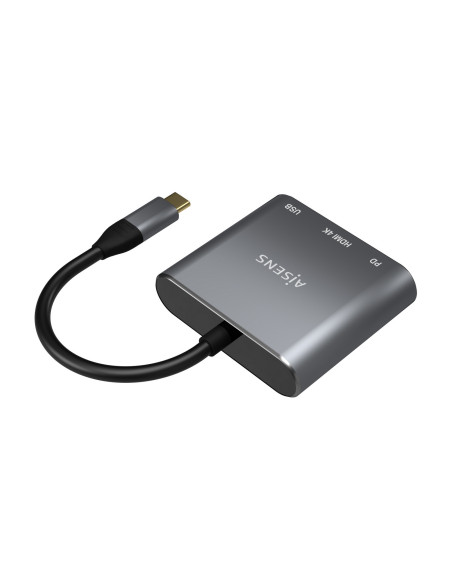 AISENS Conversor USB-C a HDMI USB-C Tipo A USB 3.0, 3 en 1, Gris, 15cm