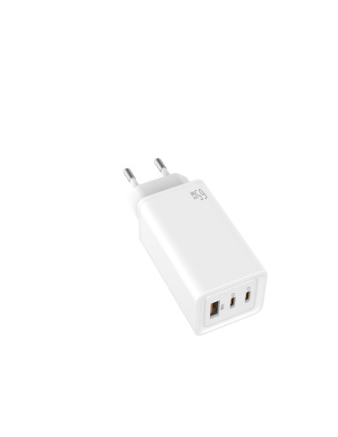 Leotec Cargador 65W GaN 2 USB-C PD + 1 USB-A Blanco
