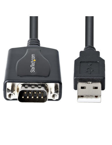StarTech.com Cable de 91cm USB a Serie con Retención de Puerto COM, Conversor DB9 RS232 Macho a USB, Adaptador USB a Serie para
