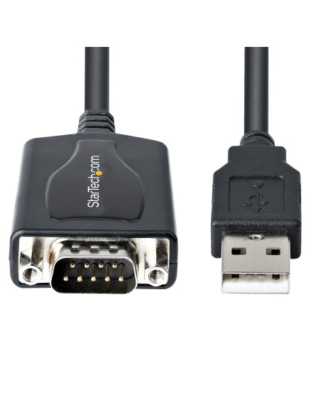 StarTech.com Cable de 91cm USB a Serie con Retención de Puerto COM, Conversor DB9 RS232 Macho a USB, Adaptador USB a Serie para
