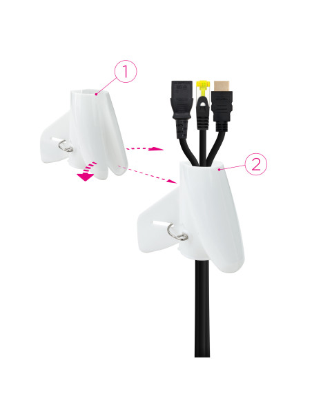 Nanocable Organizador de Cables Flexible 25 mm, Blanco, 3 m