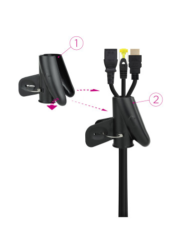 Nanocable Organizador de Cables Flexible 25 mm, Negro, 2 m