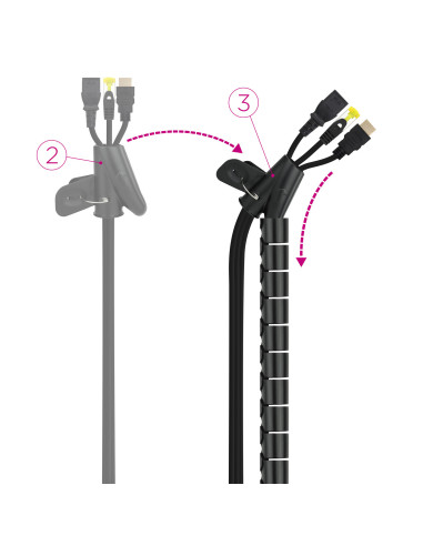 Nanocable Organizador de Cables Flexible 25 mm, Negro, 2 m