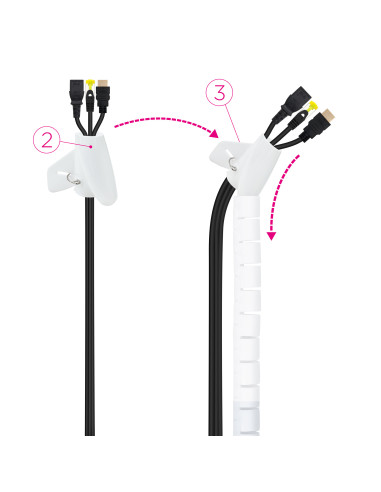 Nanocable Organizador de Cables Flexible 25 mm, Blanco, 1 m