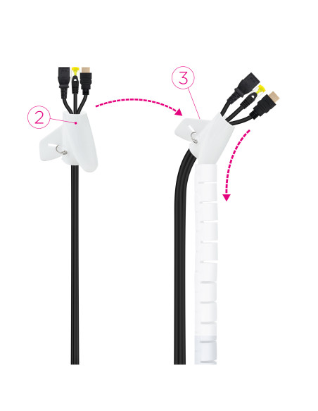 Nanocable Organizador de Cables Flexible 25 mm, Blanco, 1 m