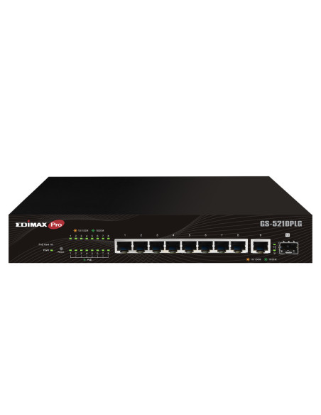 Edimax Switch GS-5210PLG Gestionado Gigabit Ethernet (10 100 1000) Energía sobre Ethernet (PoE) Negro