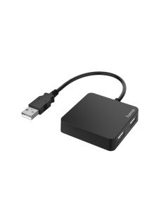 Hama | HUB USB 2.0 con 4 Puertos (Concentrador USB con 4 USB A, Compacto, Transferencia de Datos hasta 480 Mbits s), Color Negro