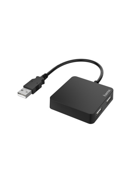 Hama | HUB USB 2.0 con 4 Puertos (Concentrador USB con 4 USB A, Compacto, Transferencia de Datos hasta 480 Mbits s), Color Negro