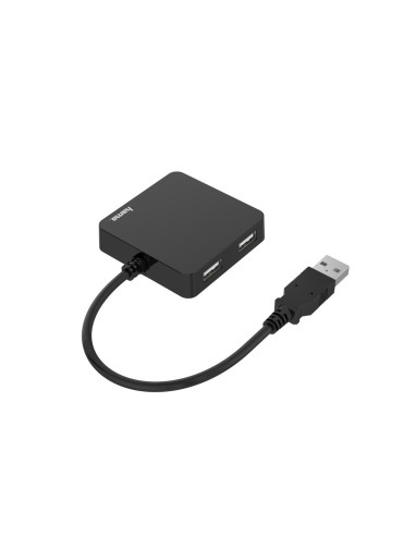 Hama | HUB USB 2.0 con 4 Puertos (Concentrador USB con 4 USB A, Compacto, Transferencia de Datos hasta 480 Mbits s), Color Negro