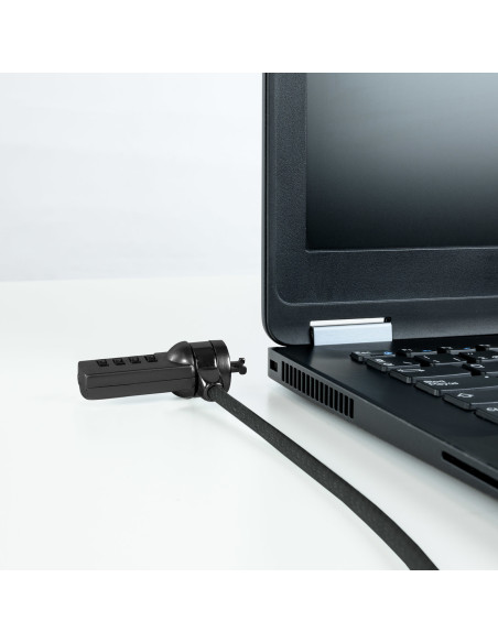TooQ Cable de Seguridad con Combinación para Portátiles 1.5 metros, Color Gris Oscuro