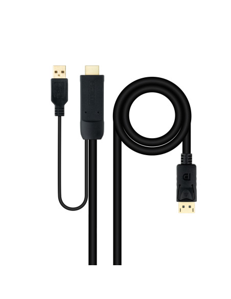 Nanocable Cable Conversor HDMI 2.0 a DisplayPort V1.2, 1.8 m, Negro