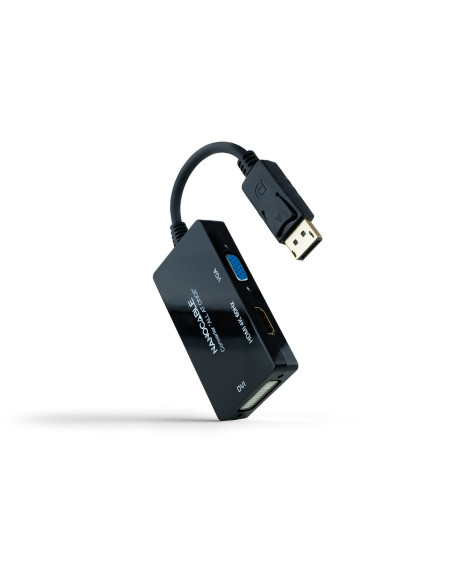 Nanocable Conversor DISPLAYPORT a HDMI DVI VGA, 20 cm, Negro