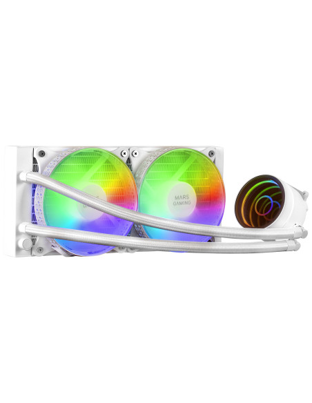 Mars Gaming ML-ONE240 Blanco, Refrigeración Líquida CPU, TDP 400W, Espejo Infinito, 2 Ventiladores FRGB Silenciosos,