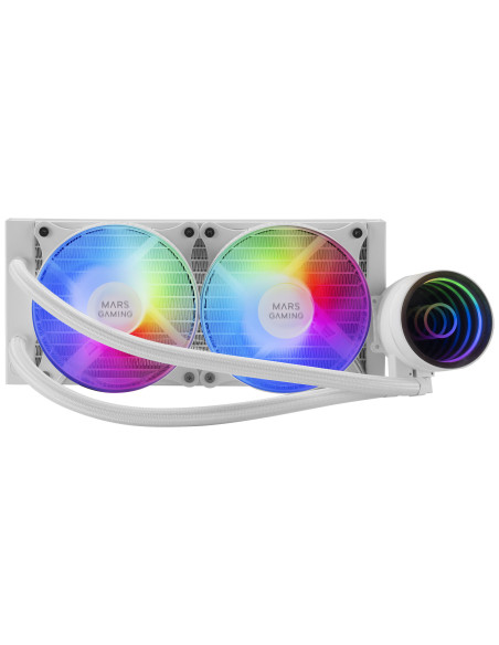 Mars Gaming ML-ONE240 Blanco, Refrigeración Líquida CPU, TDP 400W, Espejo Infinito, 2 Ventiladores FRGB Silenciosos,