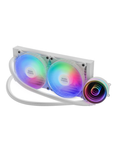 Mars Gaming ML-ONE240 Blanco, Refrigeración Líquida CPU, TDP 400W, Espejo Infinito, 2 Ventiladores FRGB Silenciosos,