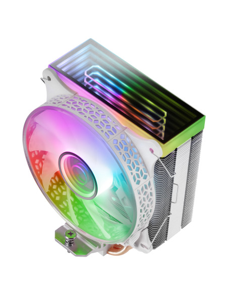 Mars Gaming MCPU-VR, Disipador CPU, Doble Espejo Infinito ARGB, 4 Heatpipes HCT, TDP 180 W, Ventilador Ultra-silencioso PWM 12